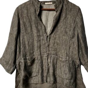 Eileen Fisher  3X Gray, Brown & Olive  3/4 Sleeve Linen Jacket EUC Stunning!